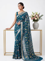 Load image into Gallery viewer, Beautiful Printed Moss Georgette Saree