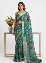 Load image into Gallery viewer, Beautiful Printed Moss Georgette Saree