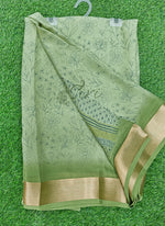 Load image into Gallery viewer, Beautiful Printed Moss Georgette Saree