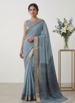 Load image into Gallery viewer, Beautiful Printed Moss Georgette Saree