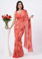 Load image into Gallery viewer, Latest Beautiful Digital Print Floral Georgette Saree