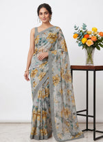 Load image into Gallery viewer, Latest Beautiful Digital Print Floral Georgette Saree