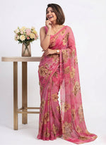 Load image into Gallery viewer, Latest Beautiful Digital Print Floral Georgette Saree