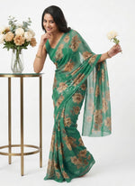 Load image into Gallery viewer, Latest Beautiful Digital Print Floral Georgette Saree