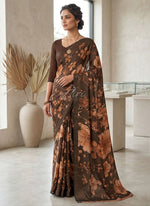 Load image into Gallery viewer, Trendy Digital Print Georgette Saree in Fine Shimmer Stripes