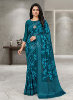 Load image into Gallery viewer, Trendy Digital Print Georgette Saree in Fine Shimmer Stripes