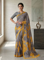 Load image into Gallery viewer, Trendy Digital Print Georgette Saree in Fine Shimmer Stripes