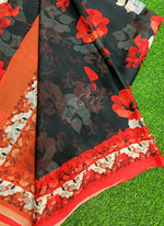 Load image into Gallery viewer, Latest Beautiful Digital Print Black and Red Georgette Saree