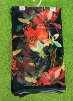 Load image into Gallery viewer, Beautiful Digital Print Black Multi Colour Georgette Saree