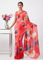 Load image into Gallery viewer, Latest Beautiful Digital Print Floral Georgette Saree
