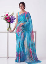 Load image into Gallery viewer, Latest Beautiful Digital Print Floral Georgette Saree