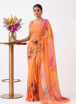 Load image into Gallery viewer, Latest Beautiful Digital Print Floral Georgette Saree