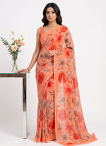 Load image into Gallery viewer, Latest Beautiful Digital Print Floral Georgette Saree