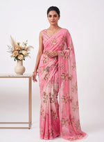 Load image into Gallery viewer, Latest Trendy Digital Print Floral Georgette Saree