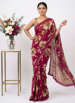 Load image into Gallery viewer, Latest Premium Digital Print Floral Georgette Saree with Blouse