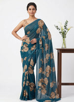 Load image into Gallery viewer, Latest Premium Digital Print Floral Georgette Saree with Blouse