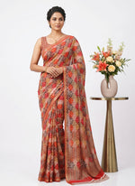 Load image into Gallery viewer, Latest Trendy Digital Print Floral Crepe Georgette Saree