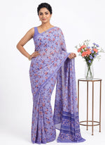 Load image into Gallery viewer, Trendy Floral Digital Print Georgette Saree