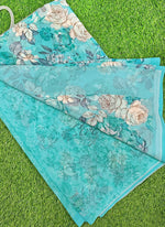 Load image into Gallery viewer, Trendy Floral Digital Print Georgette Saree