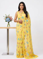 Load image into Gallery viewer, Latest Beautiful Digital Print Floral Georgette Saree