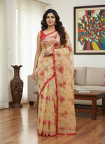 Load image into Gallery viewer, Digital Print Jute Designer Saree in Fancy Borders