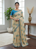 Load image into Gallery viewer, Designer Chinon Crepe Saree in Embroidery Work Butis