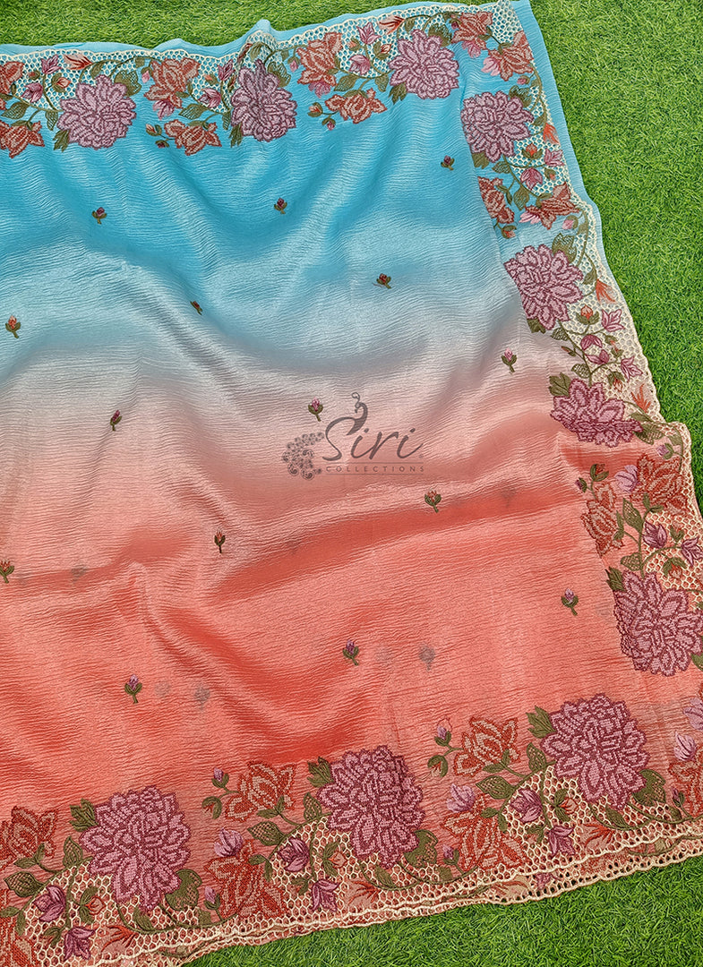 Beautiful Shaded Designer Crush Saree