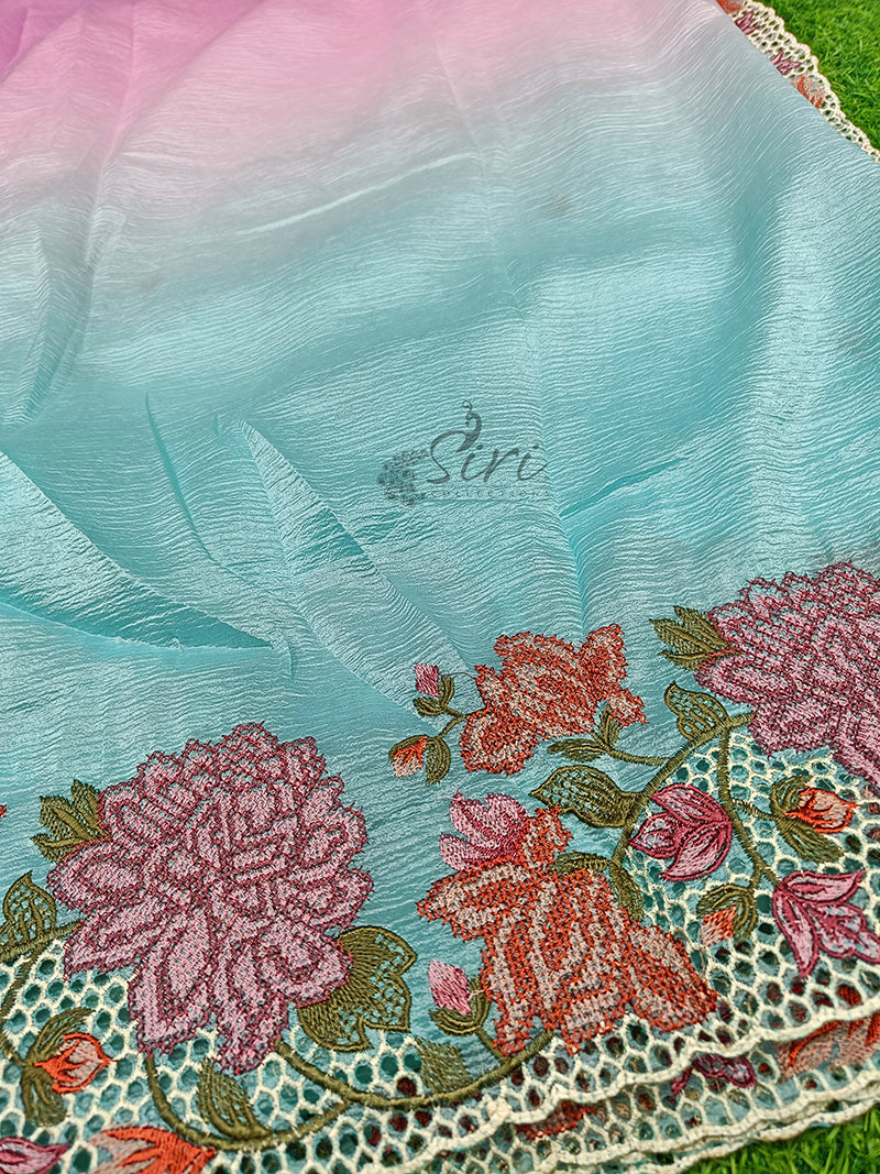 Beautiful Shaded Designer Crush Saree