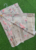 Load image into Gallery viewer, Latest Digital Print Chiffon Saree in Shimmer Satin Finish Border