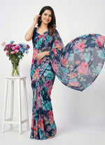 Load image into Gallery viewer, Beautiful Digital Print Nara Chiffon Saree with Blouse