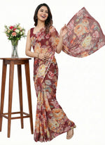 Load image into Gallery viewer, Beautiful Digital Print Nara Chiffon Saree with Blouse
