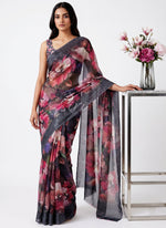 Load image into Gallery viewer, Siri Collections Digital Print Chiffon Saree in Satin Finish Border