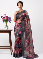 Load image into Gallery viewer, Lovely Premium Digital Print Chiffon Saree in Satin Finish Border