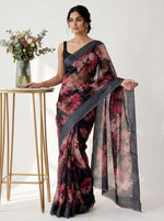 Load image into Gallery viewer, Lovely Premium Digital Print Chiffon Saree in Satin Finish Border