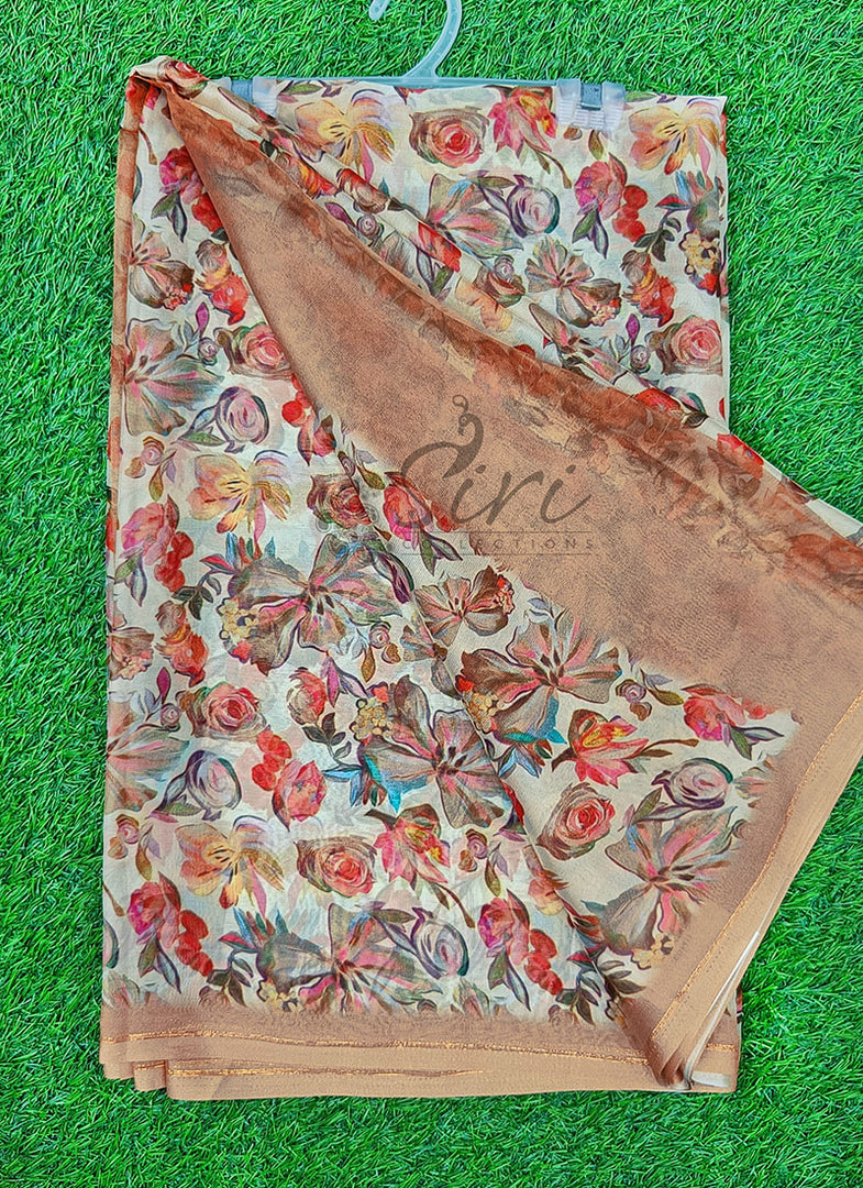Beautiful Digital Print Chiffon Saree