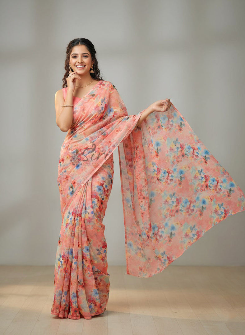 Beautiful Digital Print Nara Chiffon Saree with Blouse
