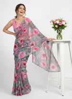 Load image into Gallery viewer, Beautiful Digital Print Nara Chiffon Saree with Blouse