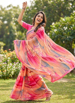 Load image into Gallery viewer, Beautiful Digital Print Nara Chiffon Saree with Blouse