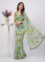 Load image into Gallery viewer, Beautiful Digital Print Nara Chiffon Saree with Blouse