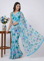 Load image into Gallery viewer, Beautiful Digital Print Nara Chiffon Saree with Blouse