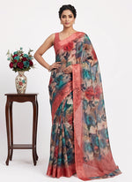 Load image into Gallery viewer, Lovely Premium Digital Print Chiffon Saree in Satin Finish Border