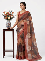 Load image into Gallery viewer, Lovely Premium Digital Print Chiffon Saree in Satin Finish Border