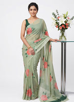 Load image into Gallery viewer, Lovely Premium Digital Print Chiffon Saree in Satin Finish Border