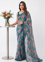 Load image into Gallery viewer, Siri Collections Premium Digital Print Chiffon Sarees with Blouse