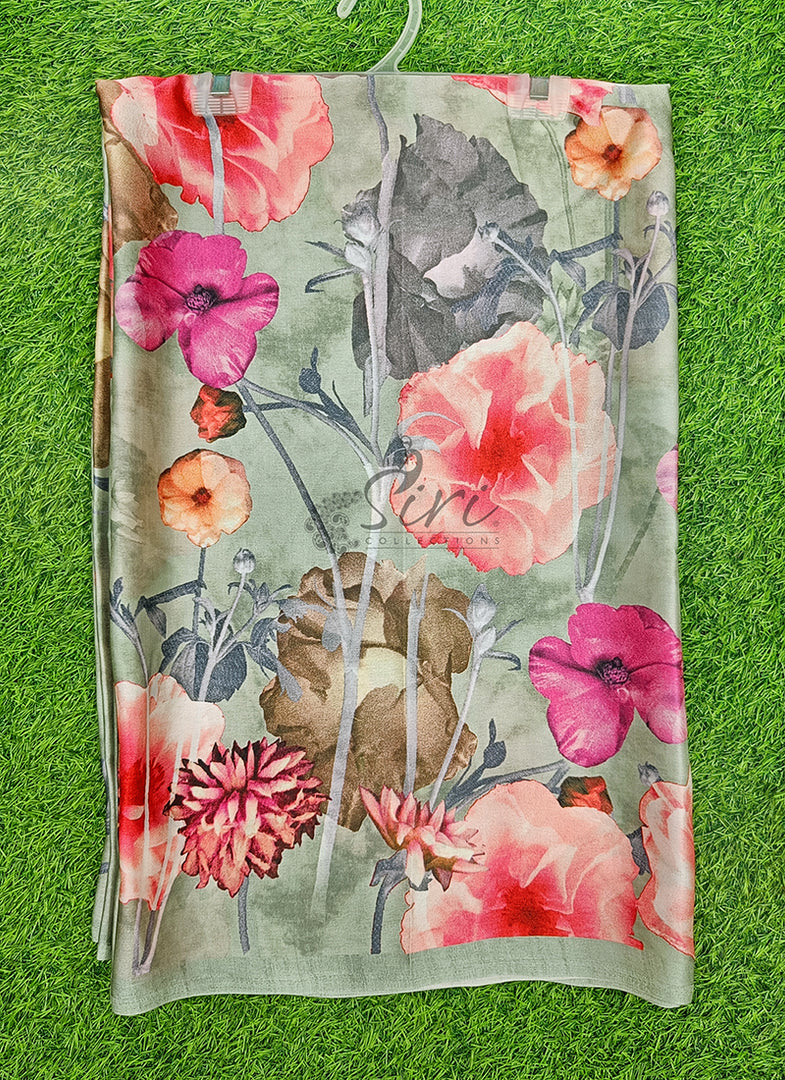 Latest Digital Print Satin Crepe Silk Saree