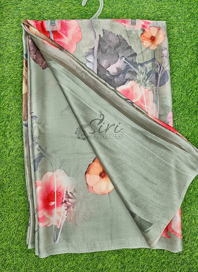 Latest Digital Print Satin Crepe Silk Saree