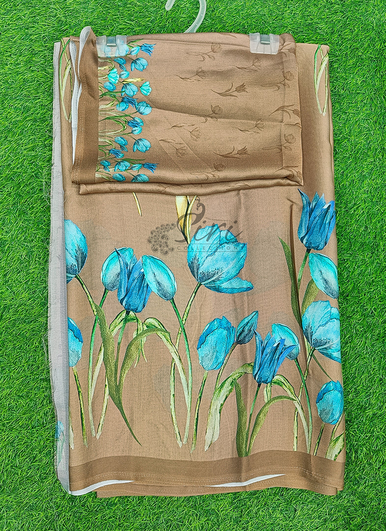 Latest Digital Print Satin Crepe Silk Saree