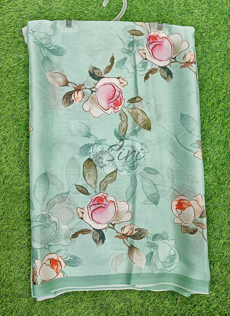 Latest Digital Print Satin Crepe Silk Saree