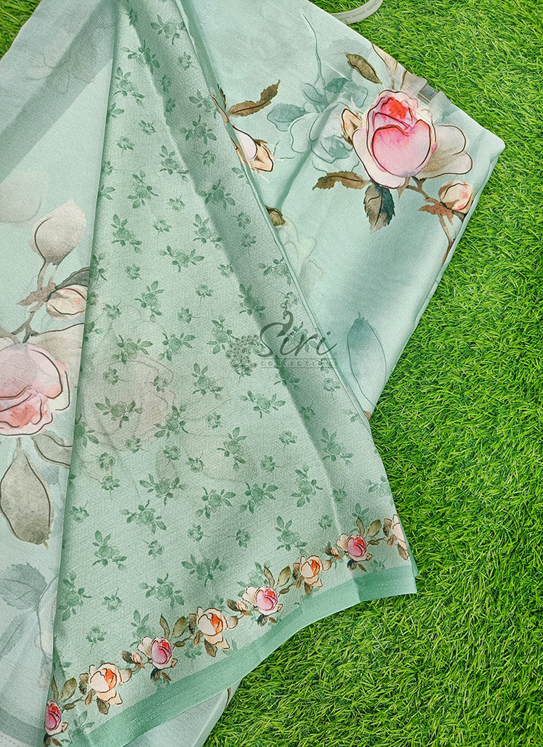 Latest Digital Print Satin Crepe Silk Saree