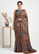 Load image into Gallery viewer, Siri Collections Premium Digital Print Satin Crepe Saree